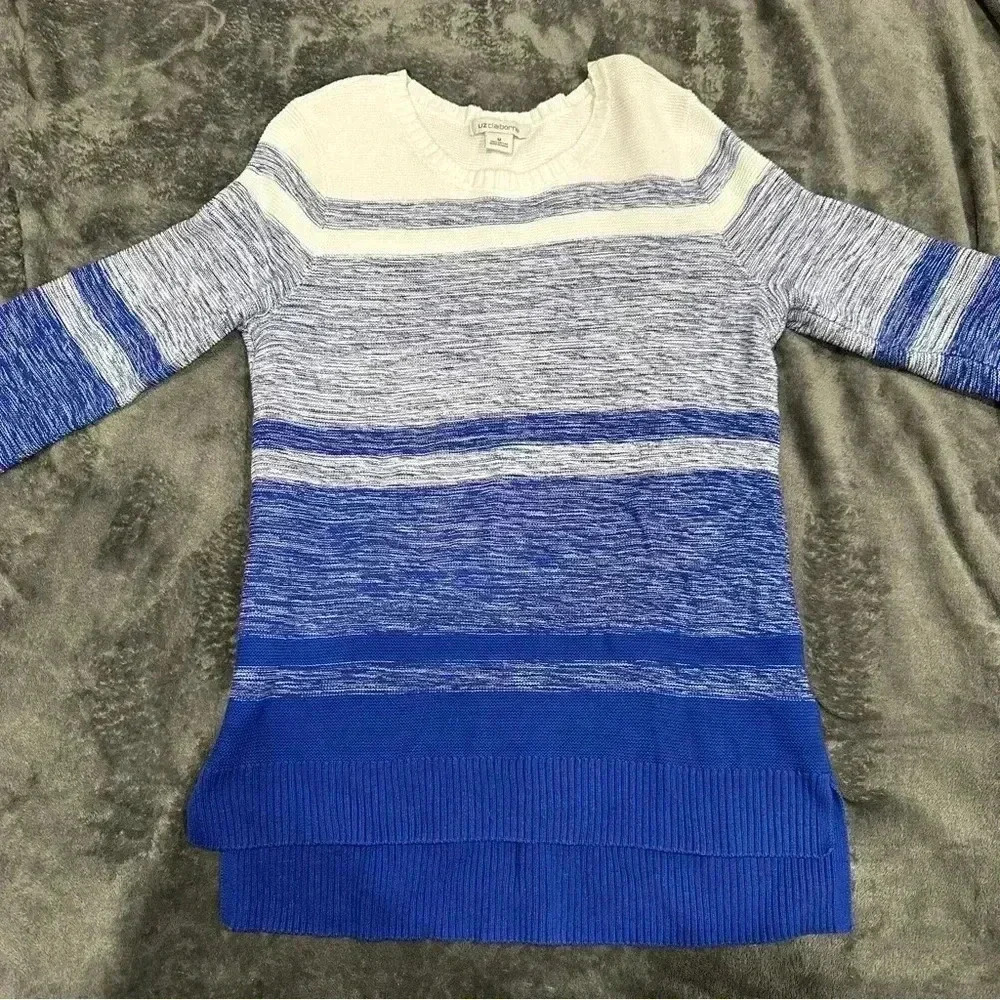 Liz Claiborne Sweater‎ Womens Medium Blue Long Sleeve Crew Neck Pullover Cotton